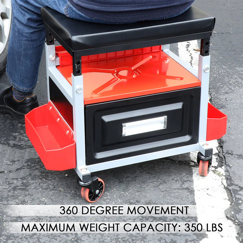 Roller Seat Creeper Storage Mechanic Stool - 17.5 in. X 23.6 in. X 15.8 in.