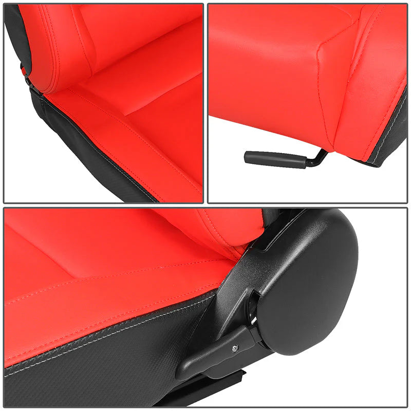 38 in. H X 21 in. W X 23 in. D Pair Reclinable Synthetic Leather Bucket Racing Universal