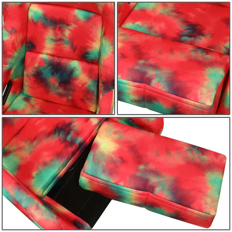 Tie Dye Fiberglass Vegan Satin Bucket Racing Seat Universal