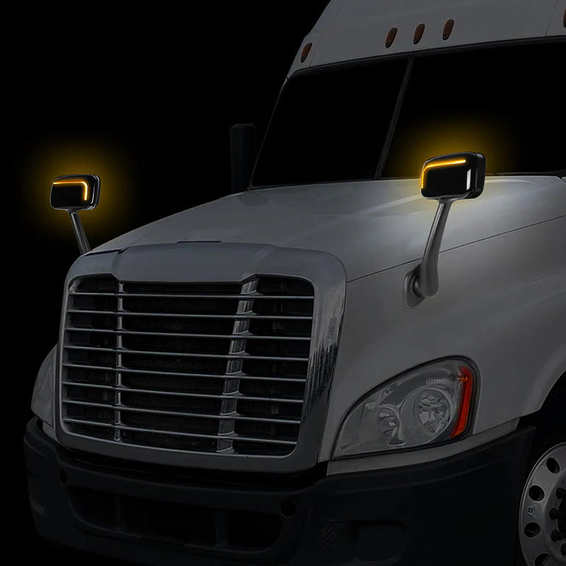 Performance Series Side Hood Mirrors (Black) 08-17 Freightliner Cascadia