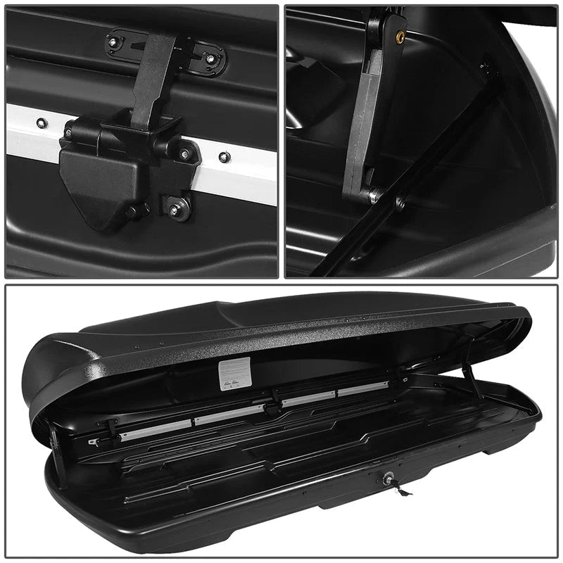 Black Roof Lockable Cargo Box w/Key Mounting Brackets Fits model w/ Roof Rails Only