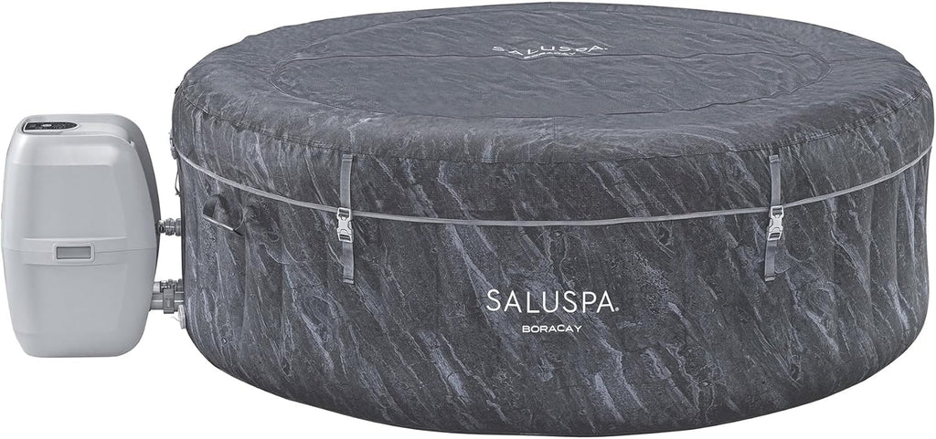 2026 Bestway SaluSpa Fiji AirJet Large Round 2 to 4 Person Inflatable Hot Tub Portable Outdoor Spa with 120 AirJets and EnergySense Cover, Grey