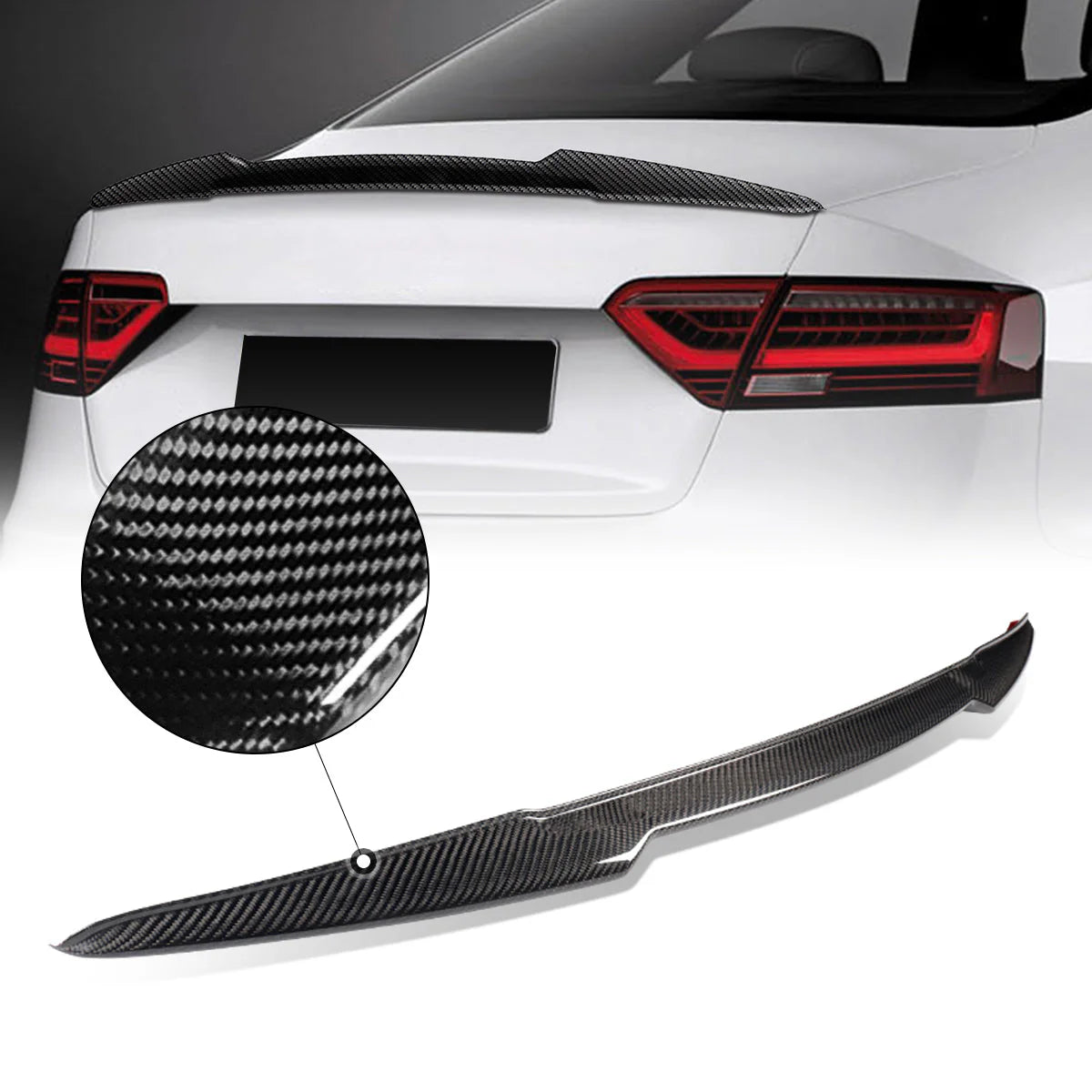 V-Style Carbon Fiber Rear Trunk Lid Spoiler 08-16 Audi A5 Quattro Coupe