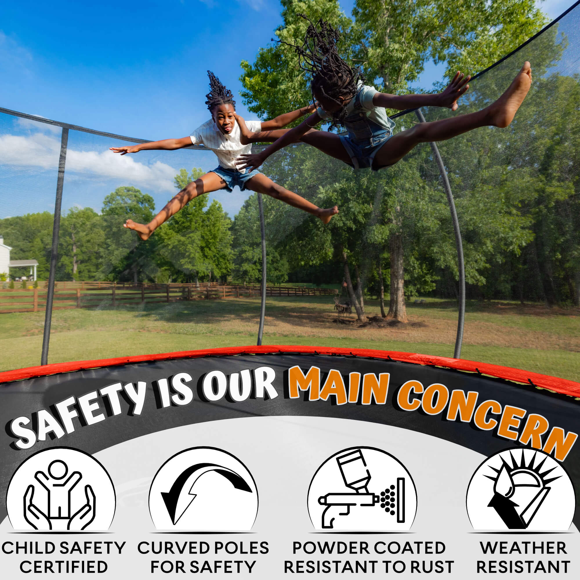 2026 16FT Trampoline with Enclosure & Double Color Pad Cover