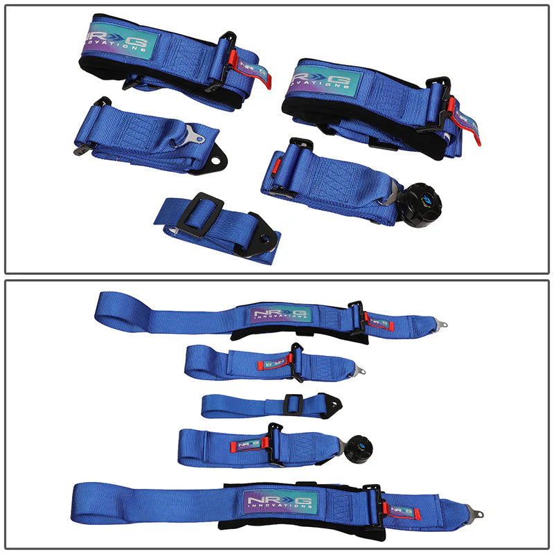 5 Point Cam Lock Racing Seat Belt Harness Blue - SBH-B6PCBL