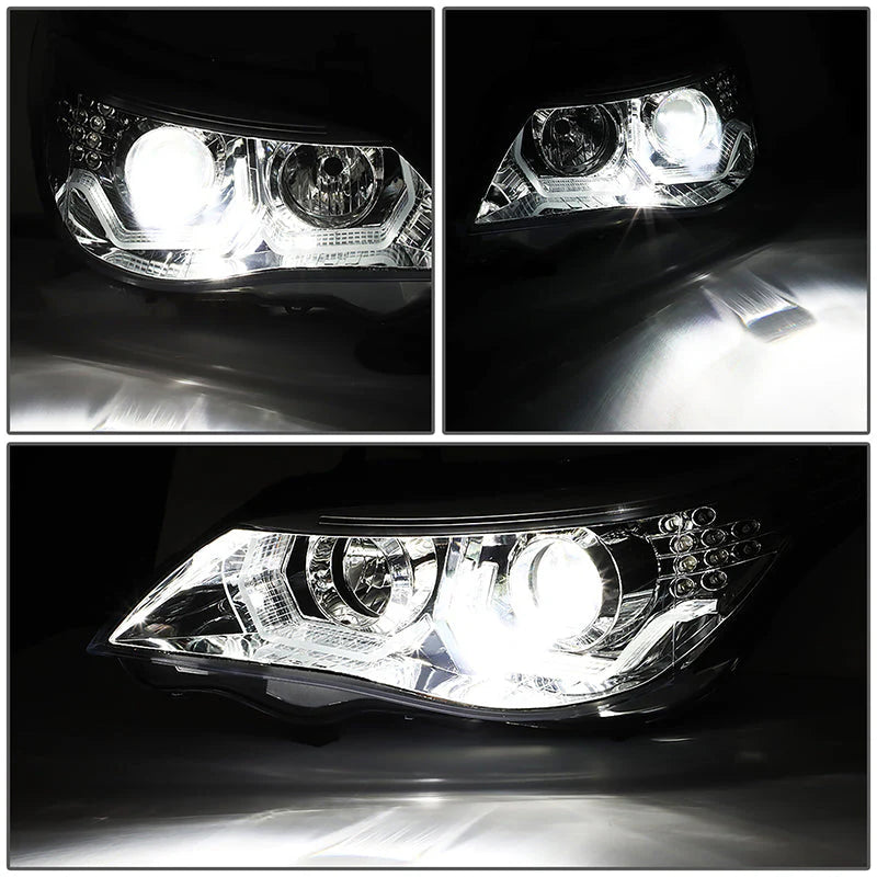 LED DRL Halo Switchback Projector Headlights 08-10 BMW 528i 535i 550i M5