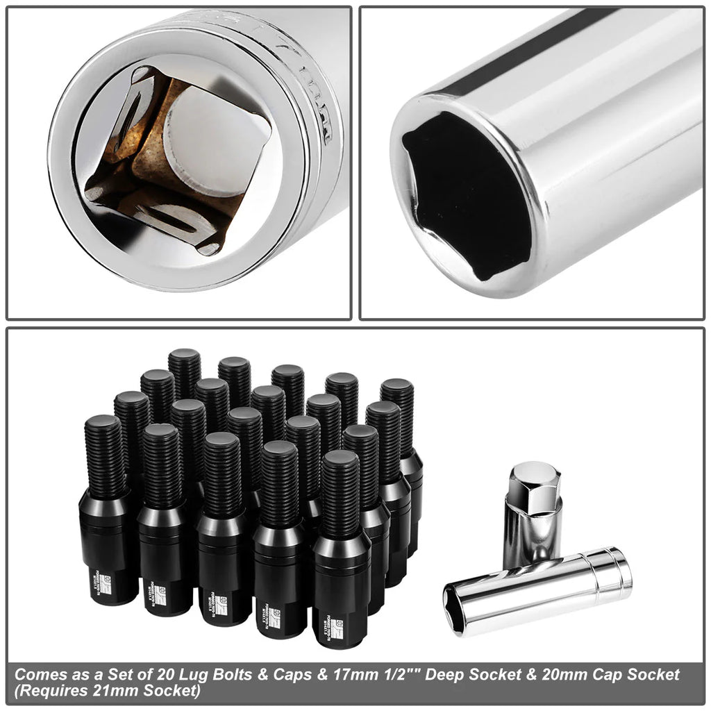 20 Pcs Aluminum M14x1.5 Thread Pitch Lug Nuts W/ 4 or 5 Lug M14x1.5 Thread