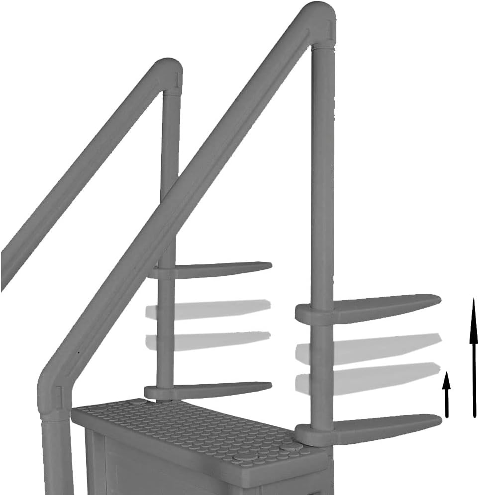 2026 Select Anti-Slip in-Pool Steps | Gray | for Above Ground Swimming Pools | Can Mount to Decks 48′′ to 54′′ H | Safety Stairs Capacity Up to 300 lbs