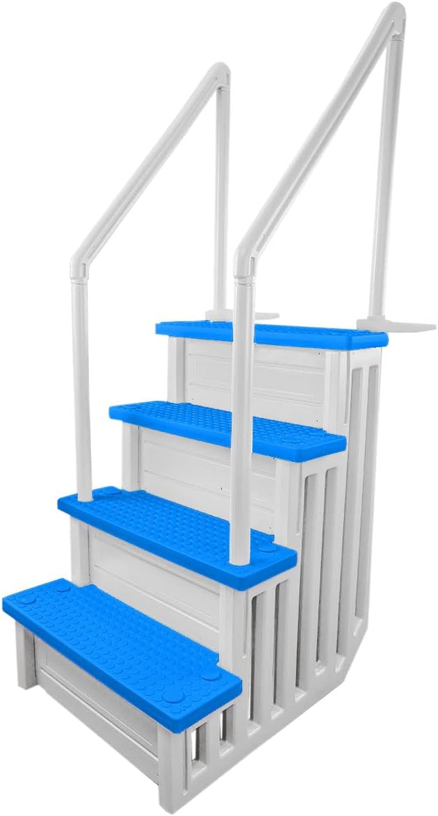 2026 Select Anti-Slip in-Pool Steps | Gray | for Above Ground Swimming Pools | Can Mount to Decks 48′′ to 54′′ H | Safety Stairs Capacity Up to 300 lbs