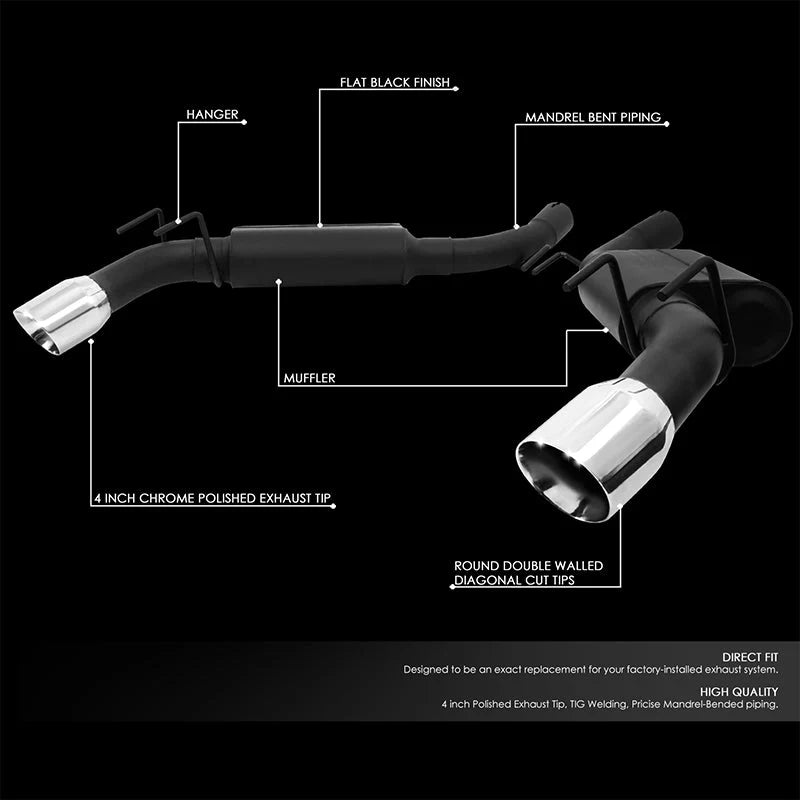 Axle-back Exhaust Systems w/4 in. OD Stainless Steel Muffler Tip 10-15 Chevy Camaro 6.2L 2Pcs