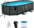 2026 Funsicle 167 by 98 by 39.5 Inches Oasis Designer Oval Frame Outdoor Above Ground Swimming Pool Pool Set with Accessories, Dark Herringbone Gray