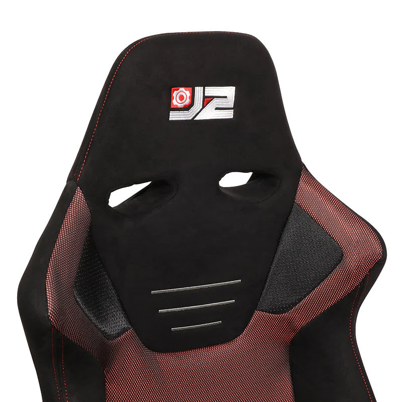 2Pcs Red Microfiber Suede Reclinable Racing Bucket Seat w/ Sliders Universal