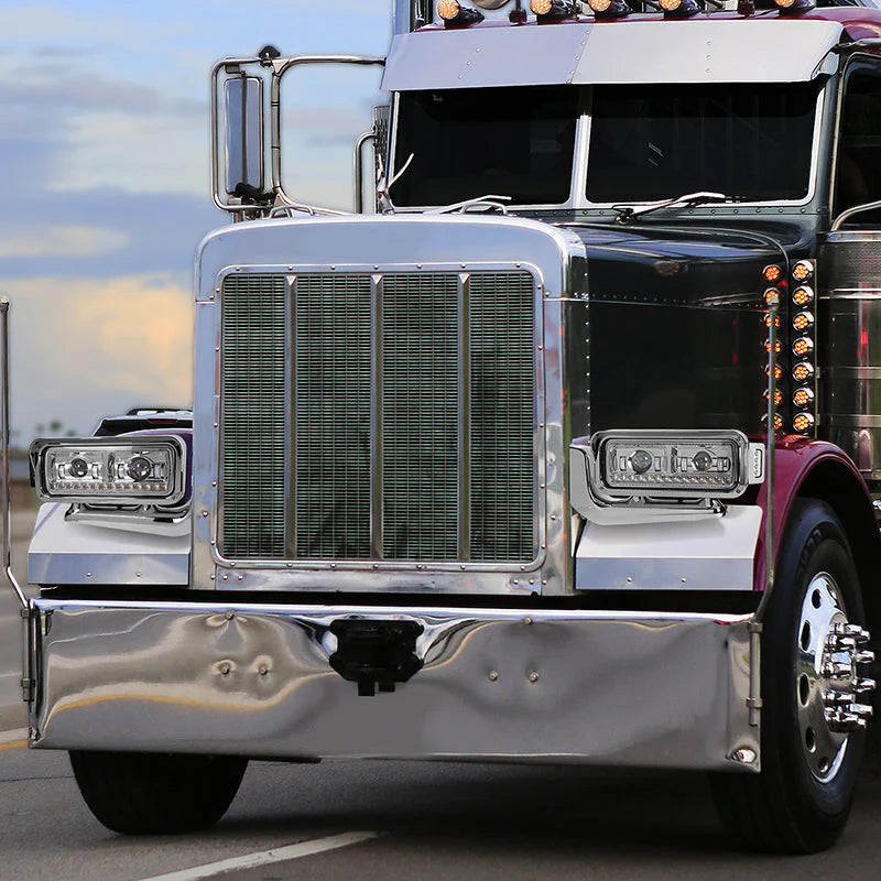 LED DRL Halo Sequential Projector Headlights 81-88 Peterbilt 359, 87-07 379, 08-21 389
