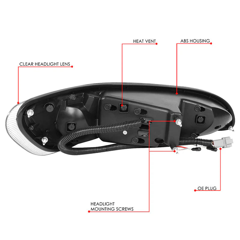 LED DRL Halo Projector Headlights 10-20 Peterbilt 337 348