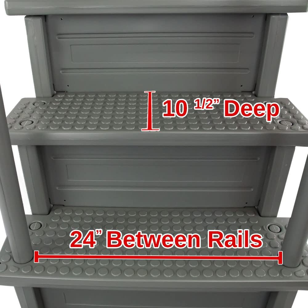 2026 Select Anti-Slip in-Pool Steps | Gray | for Above Ground Swimming Pools | Can Mount to Decks 48′′ to 54′′ H | Safety Stairs Capacity Up to 300 lbs