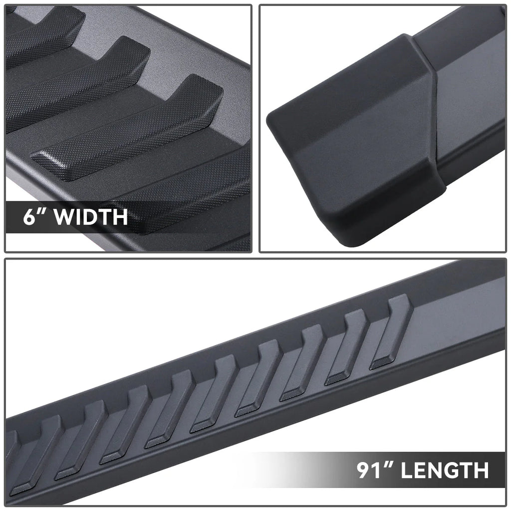 6 in. Wide Flat Step Running Boards 99-16 Ford F250 F350 F450 Super Duty Crew Cab