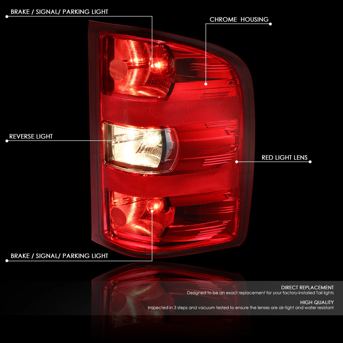 Tail Lights (Red) 07-14 Chevy Silverado, GMC Sierra 1500 2500HD 3500HD