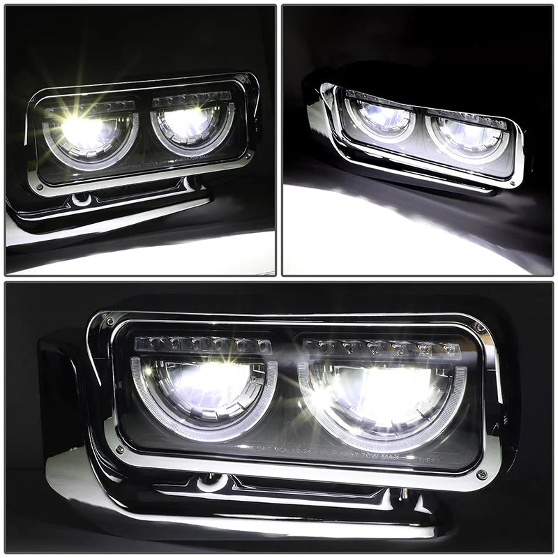 LED DRL Halo Headlights 81-88 Peterbilt 359, 87-07 379, 08-21 389