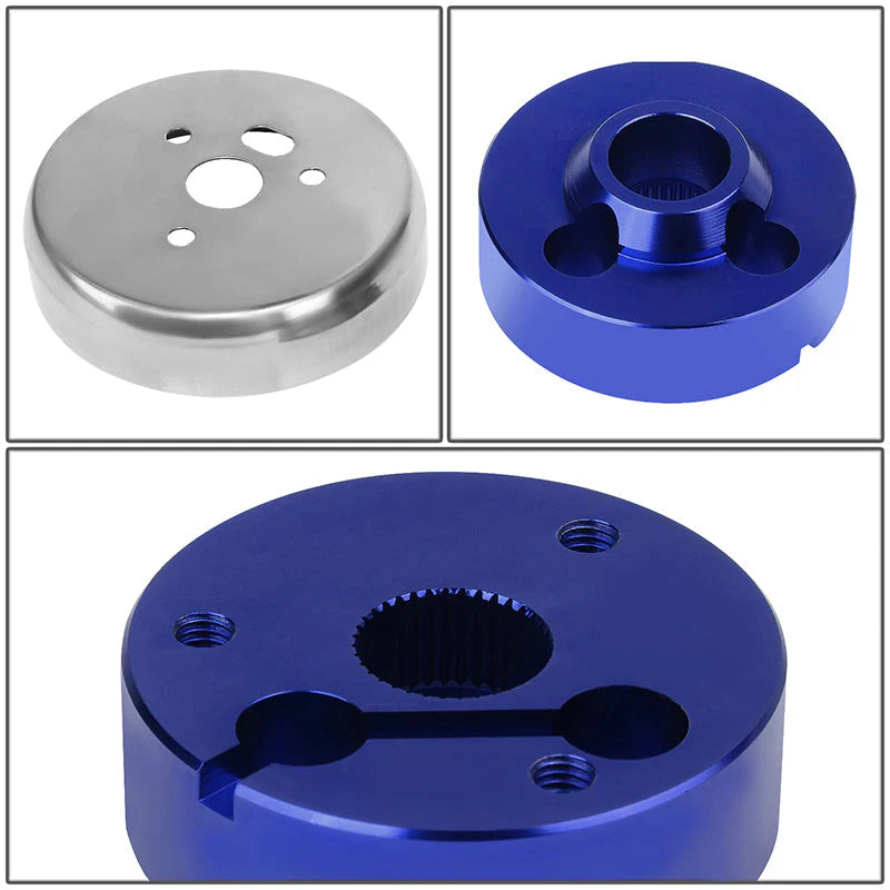 65-69 Ford Mustang 67-74 Bronco Aluminum Steering Wheel Hub Adapter - Blue