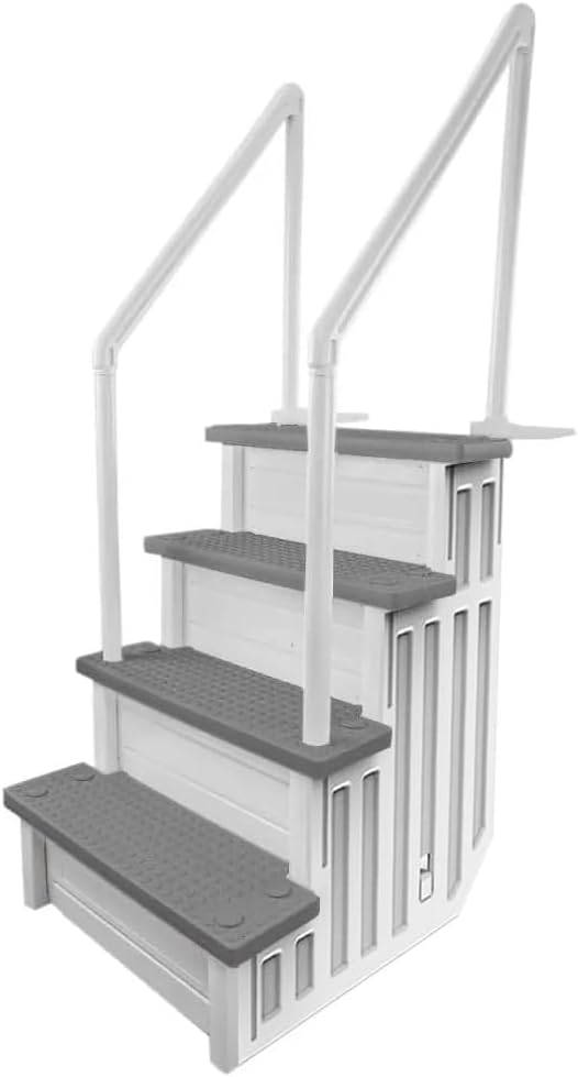 2026 Select Anti-Slip in-Pool Steps | Gray | for Above Ground Swimming Pools | Can Mount to Decks 48′′ to 54′′ H | Safety Stairs Capacity Up to 300 lbs
