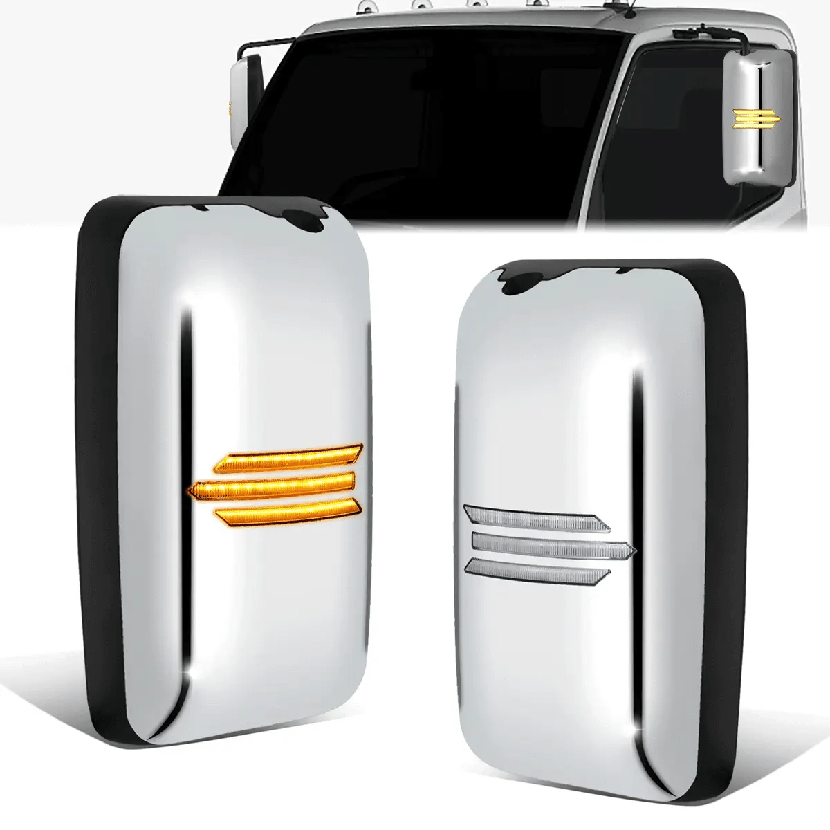 Performance Series Side Hood Mirrors (Black) 05-21 Hino 145, 238, 268, 338, 358, L6, XL7