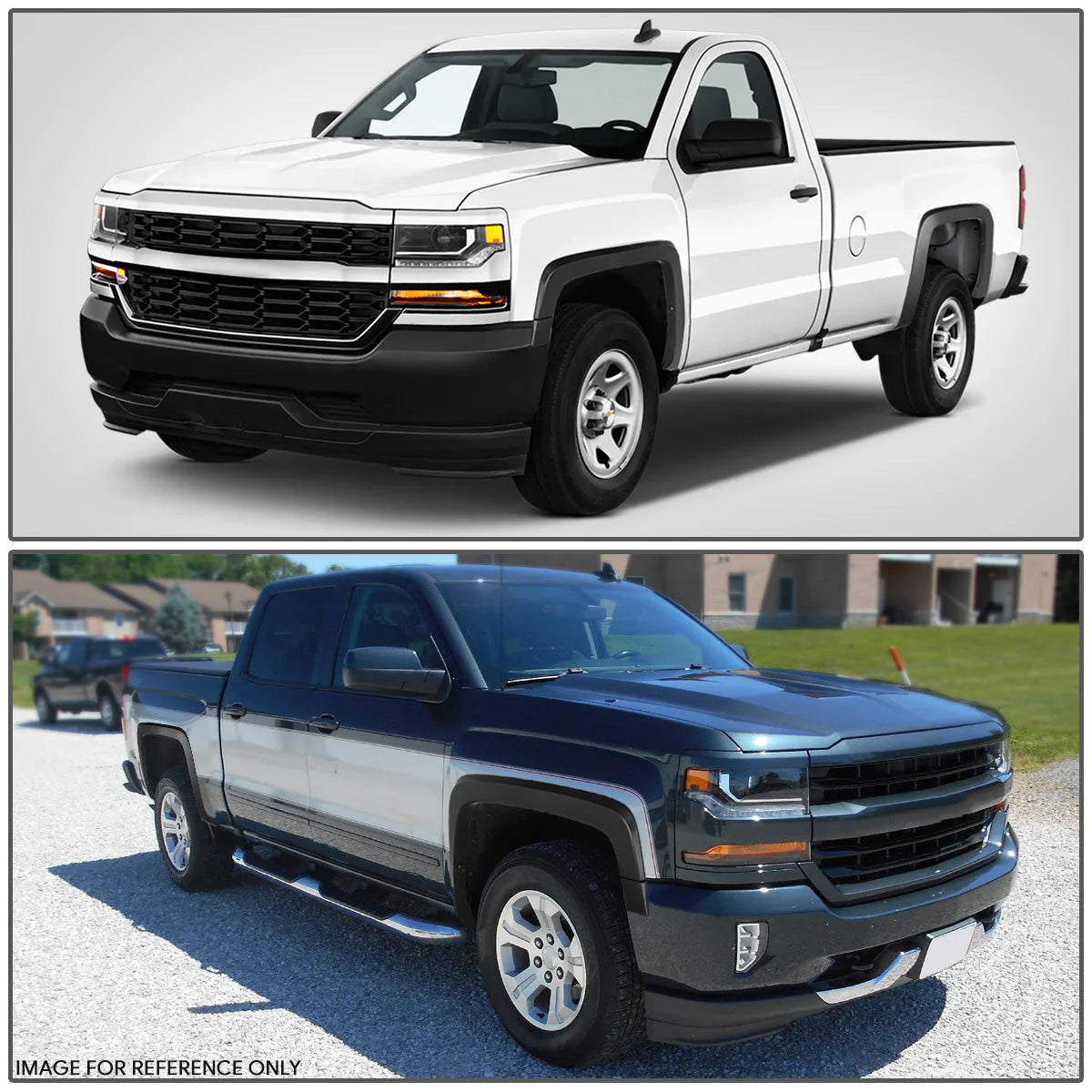 Factory Style Matte Fender Flares 14-19 Chevrolet Silverado 1500 2500HD 3500HD