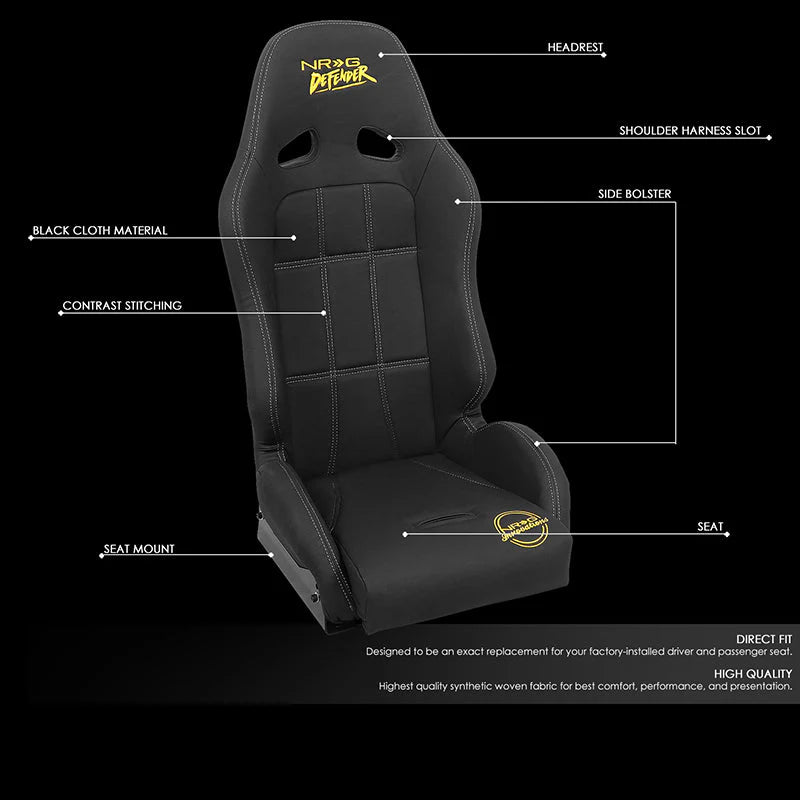 1 Piece Defender Waterproof Vinyl Fixed Back Bucket Racing Seat Universal