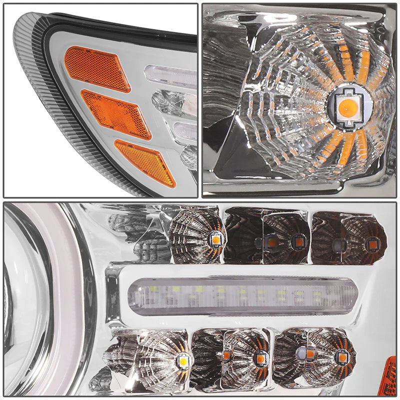 LED DRL Halo Projector Headlights 10-20 Peterbilt 337 348