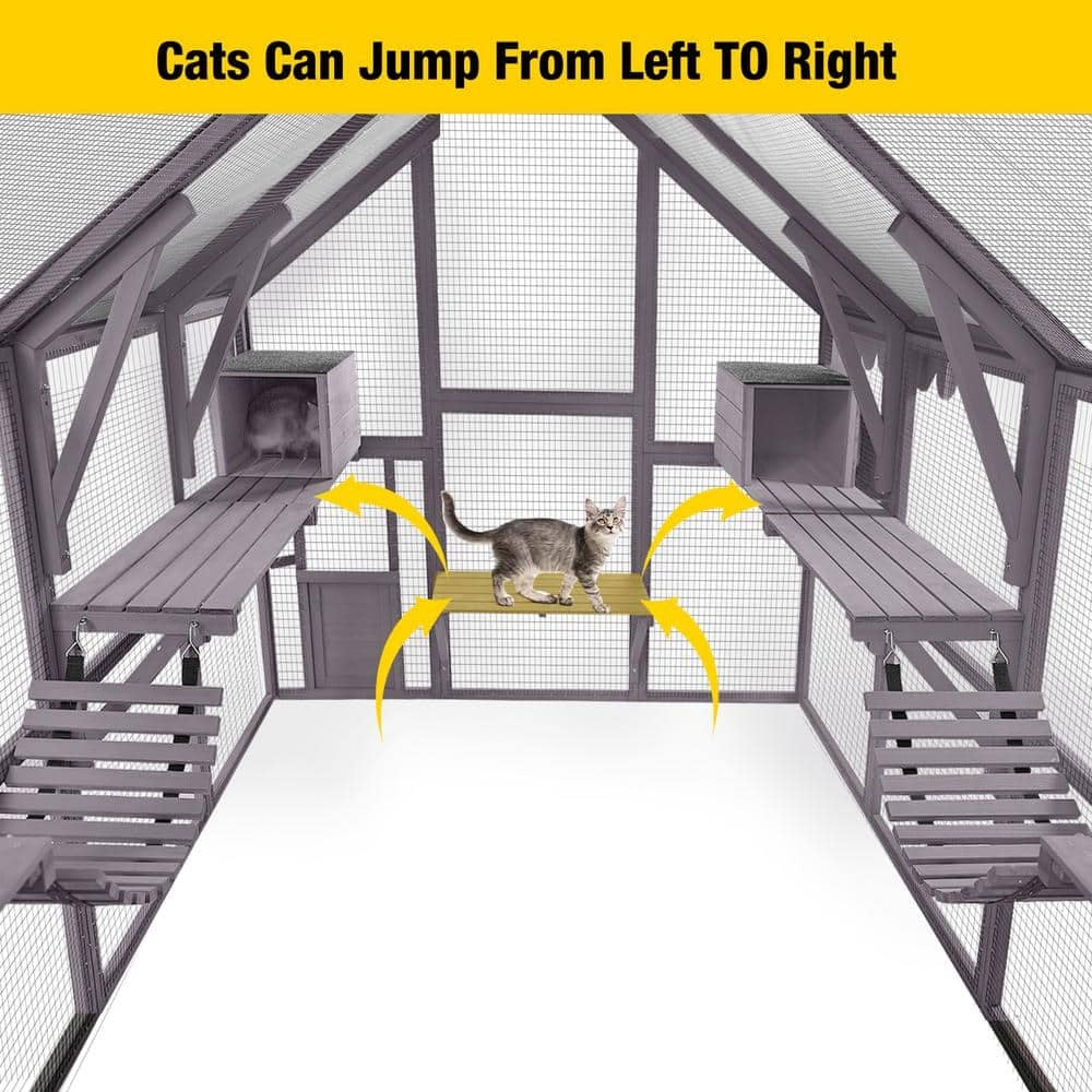 2026 Morgete Luxury Outdoor Cat House: Spacious 56.54ft2 Enclosure with Platforms & Weatherproof Cover