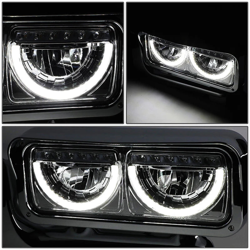 LED DRL Halo Headlights 81-88 Peterbilt 359, 87-07 379, 08-21 389