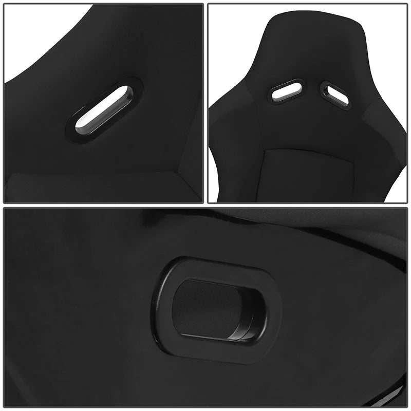 2Pcs Black Woven Fabric Position Racing Seats Universal