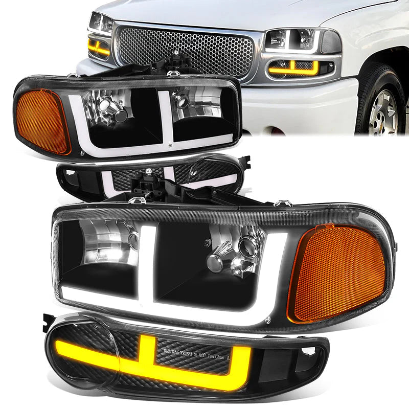 LED DRL Switchback Headlights 01-06 GMC Yukon Sierra 1500 Denali