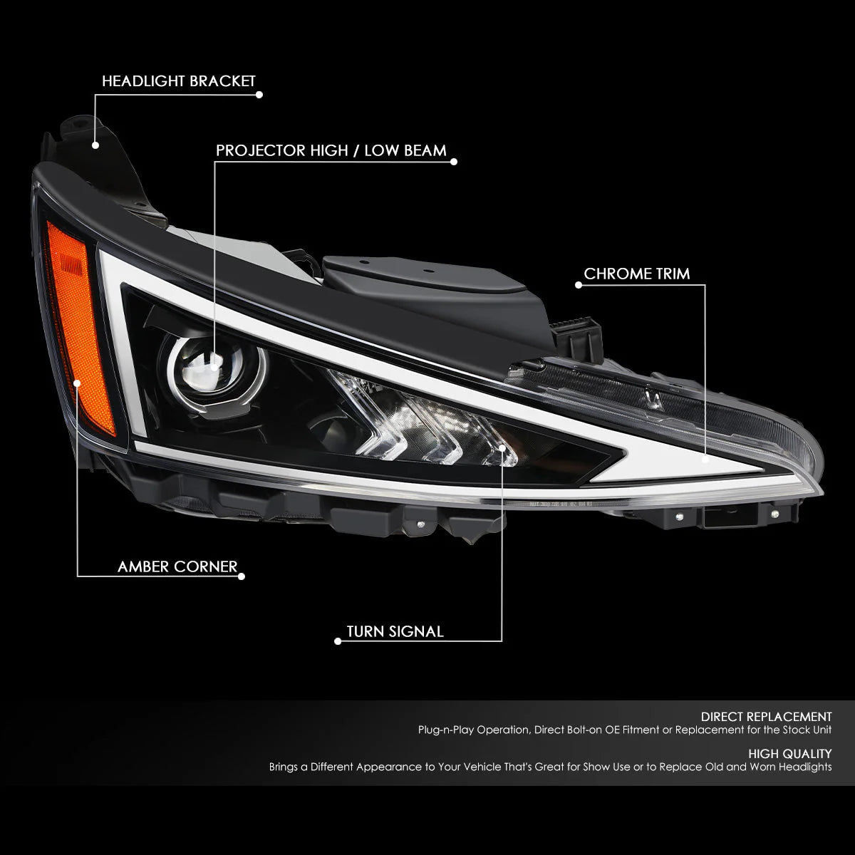 Factory Style Projector Headlight (Right) 19-20 Hyundai Elantra