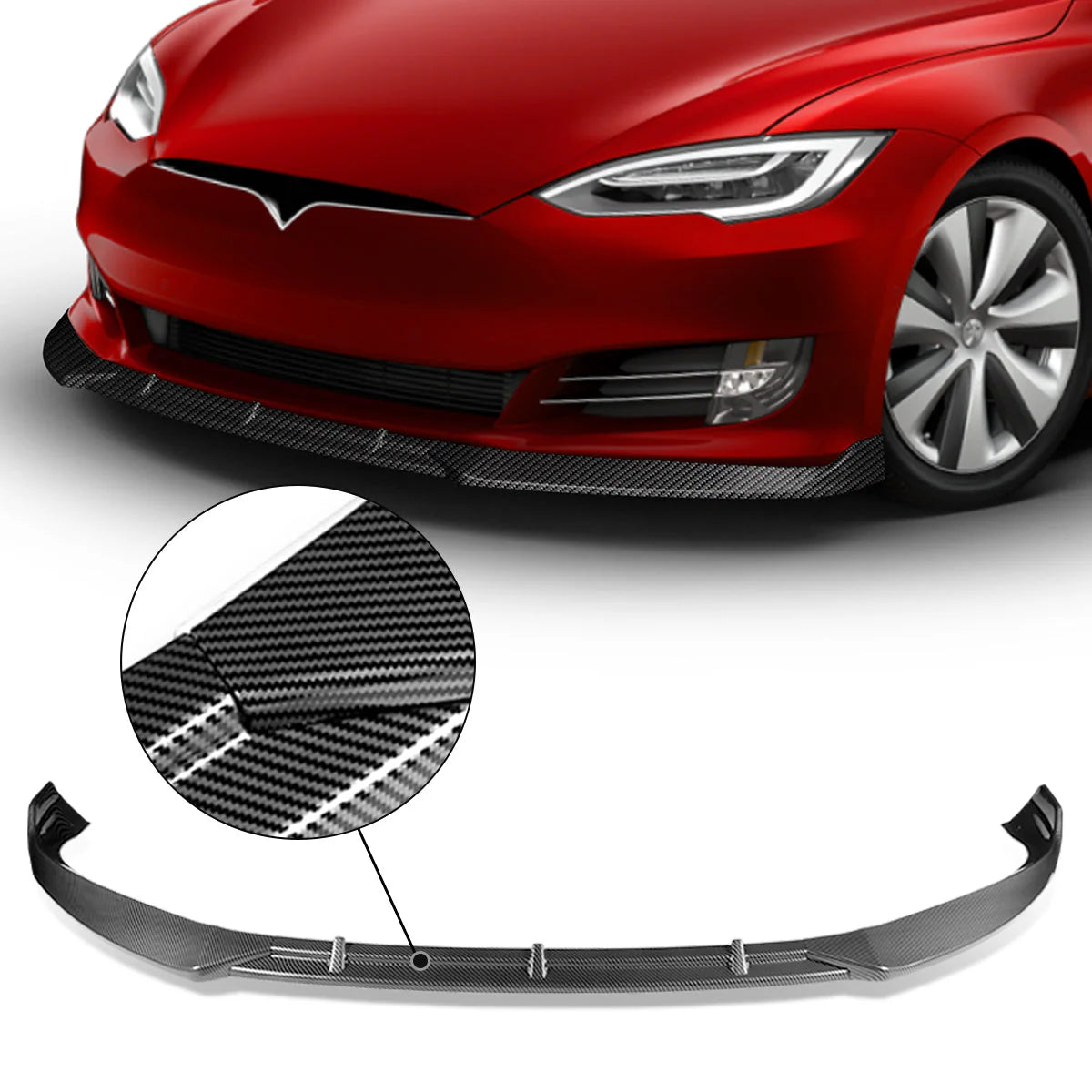STP-Style Front Bumper Lip 16-20 Tesla Model S