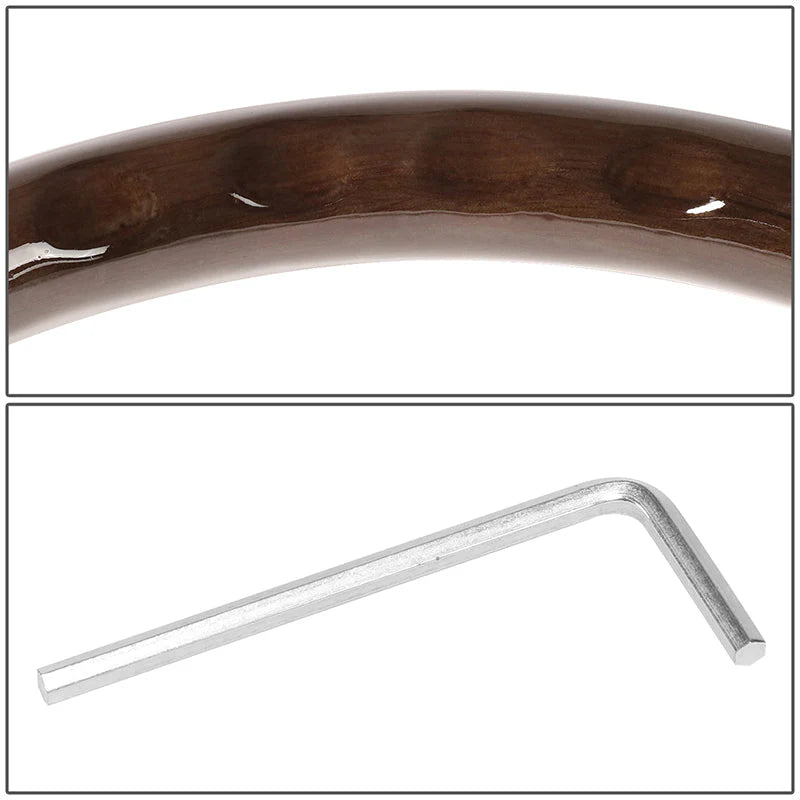 350mm 3 in. Deep Dish Wood Grain Grip Steering Wheel Universal