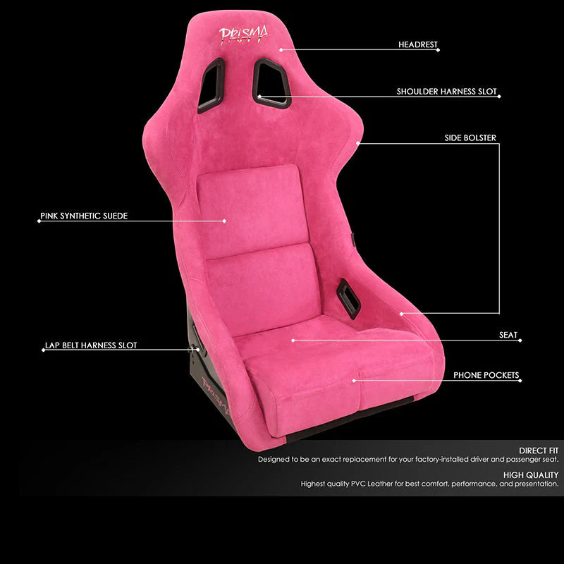 Vegan Micro Fiber Fixed Back Racing Bucket Seat Universal