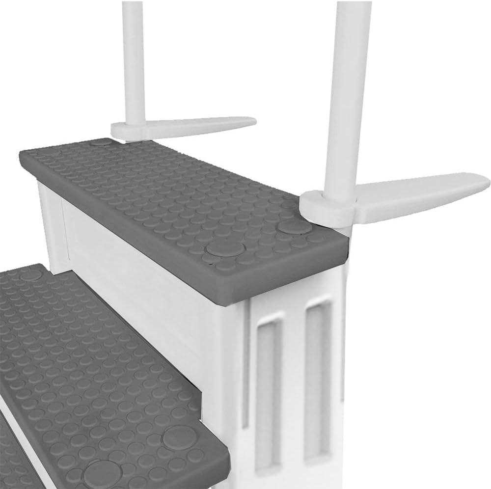 2026 Select Anti-Slip in-Pool Steps | Gray | for Above Ground Swimming Pools | Can Mount to Decks 48′′ to 54′′ H | Safety Stairs Capacity Up to 300 lbs
