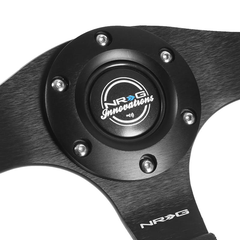 320mm Flat Bottom Black Leather Grip Steering Wheel Universal