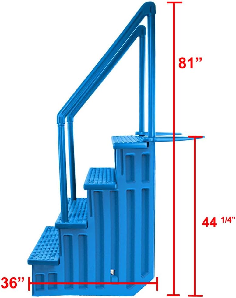 2026 Select Anti-Slip in-Pool Steps | Gray | for Above Ground Swimming Pools | Can Mount to Decks 48′′ to 54′′ H | Safety Stairs Capacity Up to 300 lbs
