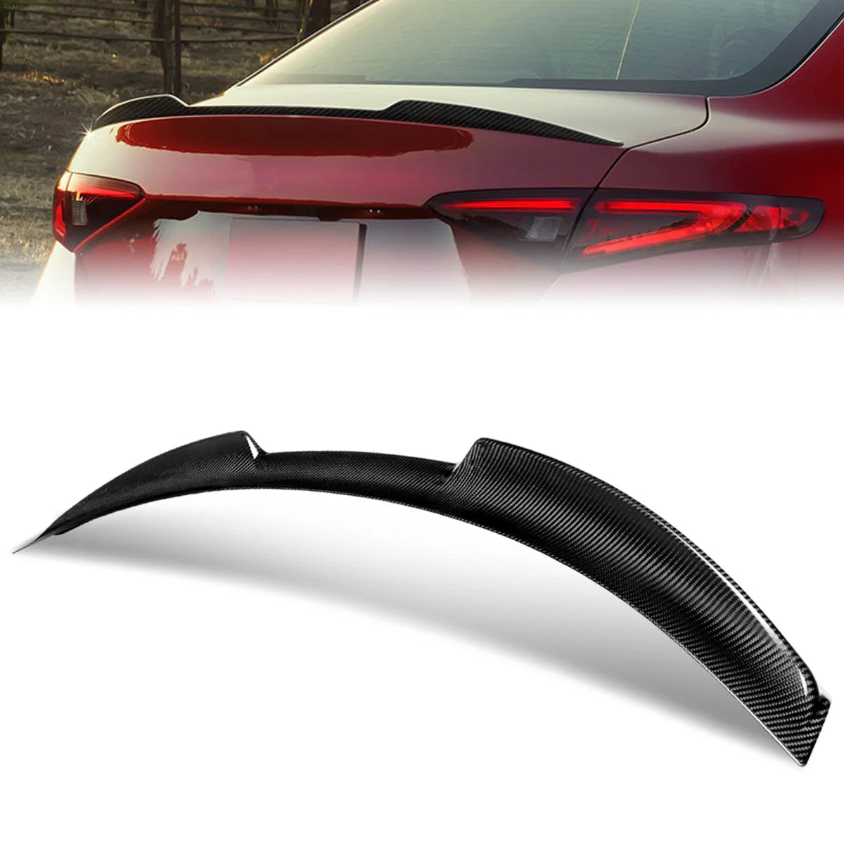 Quadrifoglio Style Carbon Fiber Rear Trunk Lid Spoiler 17-21 Alfa Romero Giulia