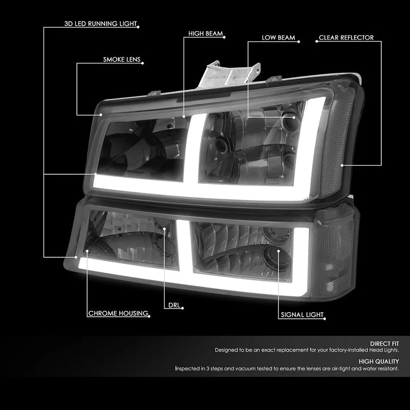 LED DRL Headlights 03-06 Chevy Avalanche Silverado 1500-3500 / HD