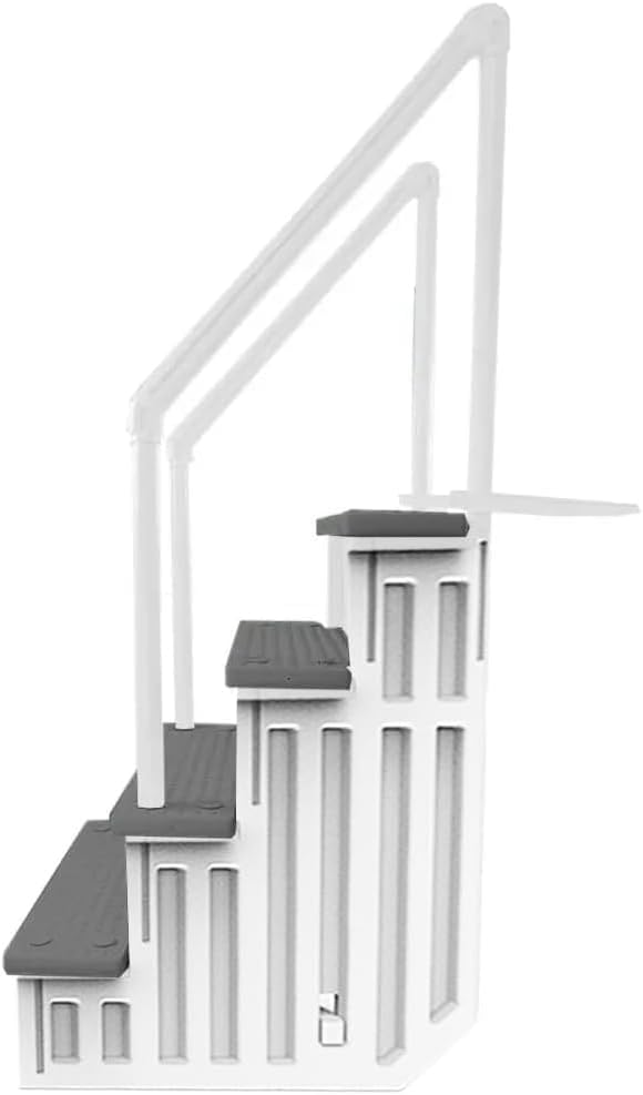 2026 Select Anti-Slip in-Pool Steps | Gray | for Above Ground Swimming Pools | Can Mount to Decks 48′′ to 54′′ H | Safety Stairs Capacity Up to 300 lbs