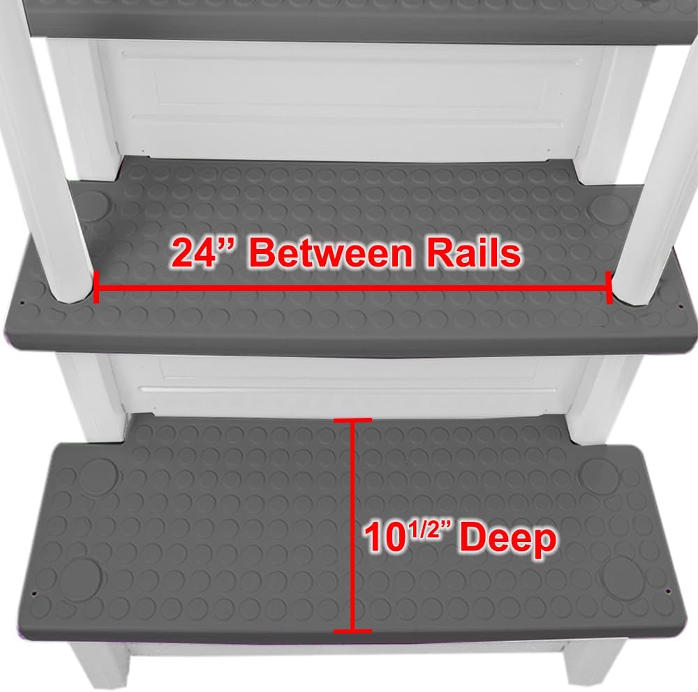 2026 Select Anti-Slip in-Pool Steps | Gray | for Above Ground Swimming Pools | Can Mount to Decks 48′′ to 54′′ H | Safety Stairs Capacity Up to 300 lbs