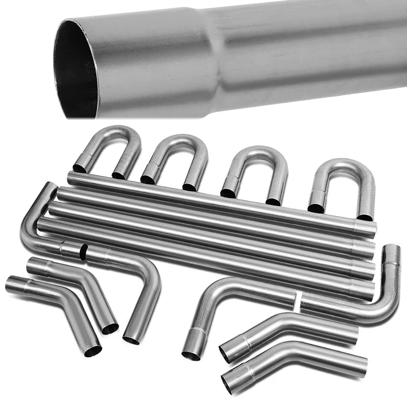 Universal 16Pcs 2.0 in. OD Steel DIY Custom Exhaust Tubing Pipe Straight & Bend Kit