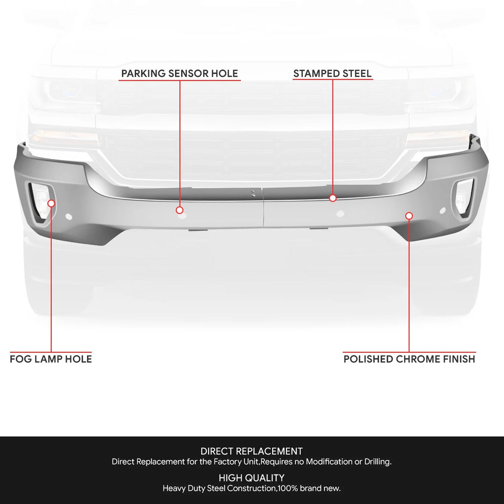 Modular Style Front Bumper (w/Fog Light Holes) 16-19 Chevy Silverado 1500 LD