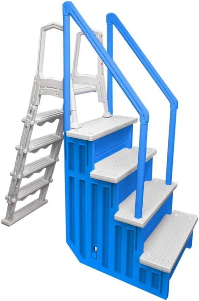 2026 Select Anti-Slip in-Pool Steps | Gray | for Above Ground Swimming Pools | Can Mount to Decks 48′′ to 54′′ H | Safety Stairs Capacity Up to 300 lbs