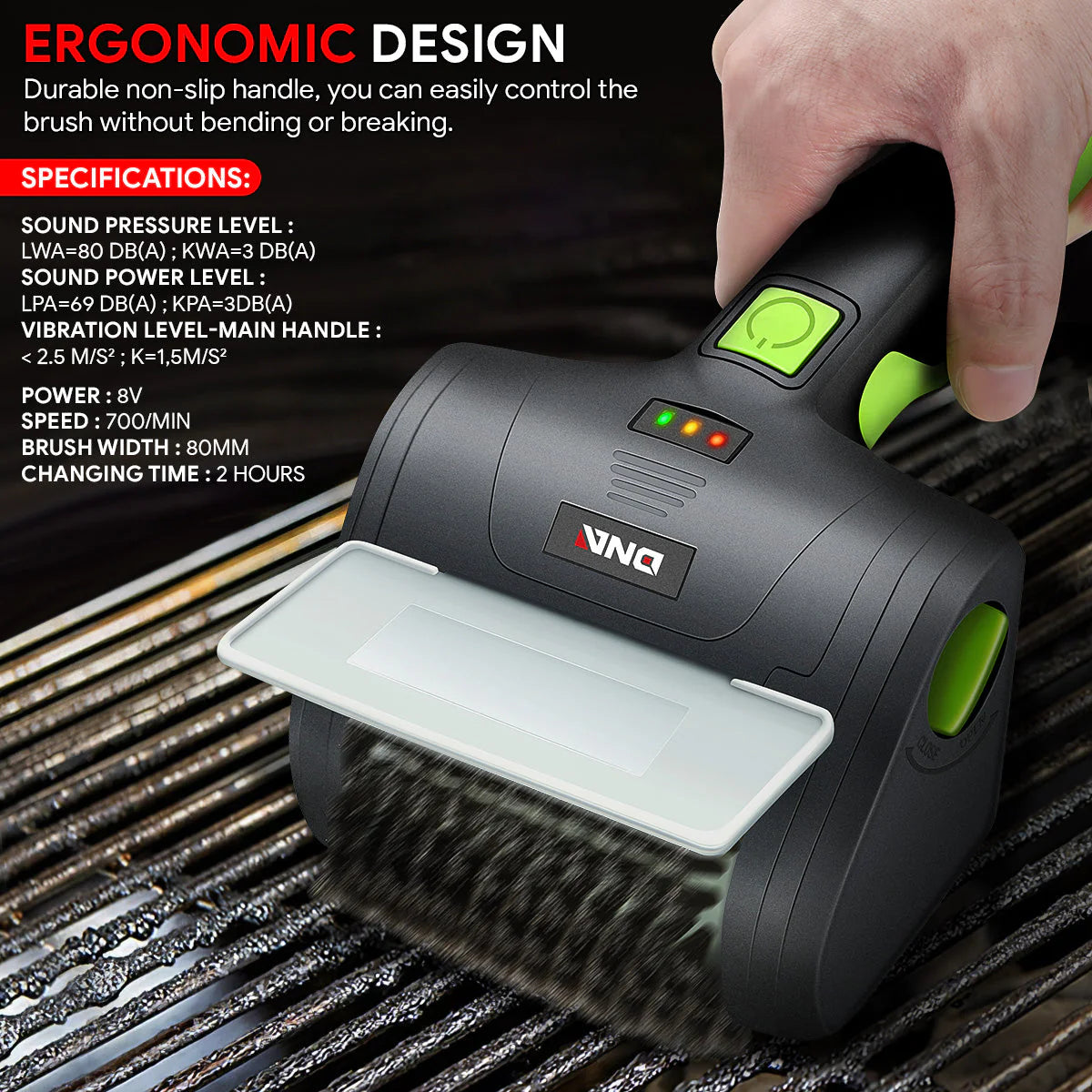 Cordless Power Grill Cleaning Scrub Brush w/Type-C Cable