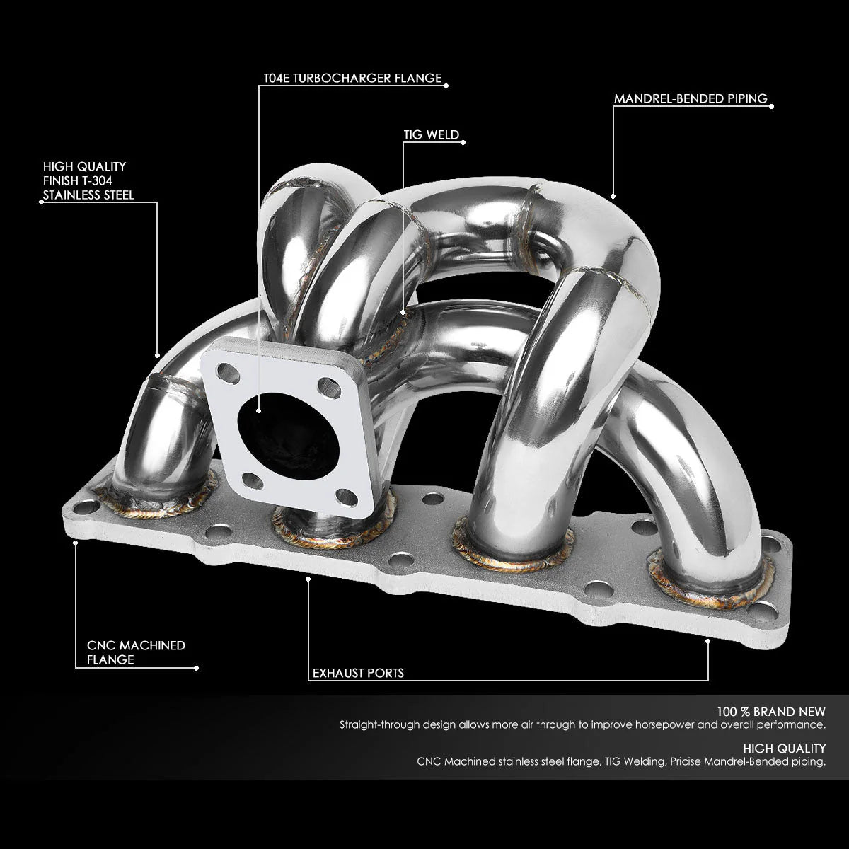 10-14 Hyundai Genesis Coupe 2.0T factory Style TD04 Turbo Manfild - Stainless Steel