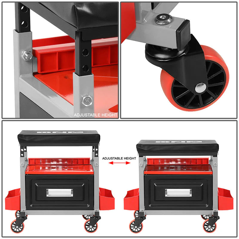 Roller Seat Creeper Storage Mechanic Stool - 17.5 in. X 23.6 in. X 15.8 in.