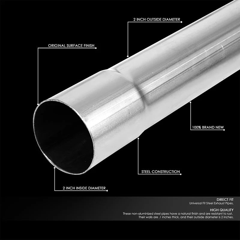 Universal 16Pcs 2.0 in. OD Steel DIY Custom Exhaust Tubing Pipe Straight & Bend Kit